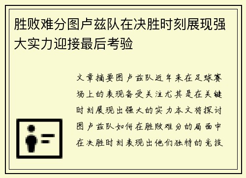 胜败难分图卢兹队在决胜时刻展现强大实力迎接最后考验